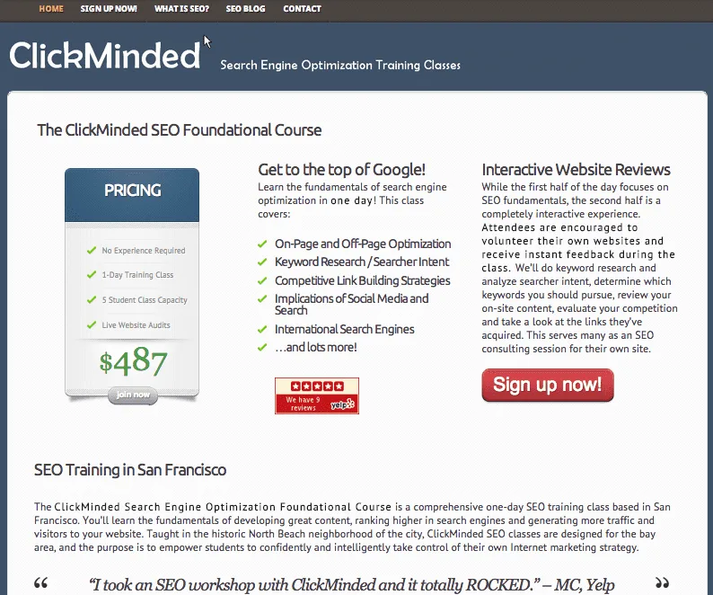 The original ClickMinded SEO training website